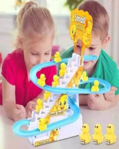 Automatic duck baby toy slide set with 9 ducks, lights, and music – colorful and fun toy for kids