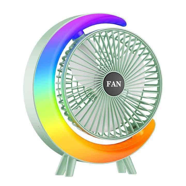 Rechargeable Fan | Colorful Desktop Fan With RGB Light - Image 2